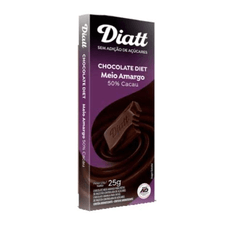 Chocolate Meio Amargo 50% Cacau Sem Açúcar Diet - 25g