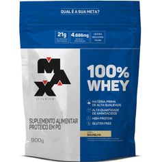100% Whey - Baunilha - Max Titanium - 900g (Refil)