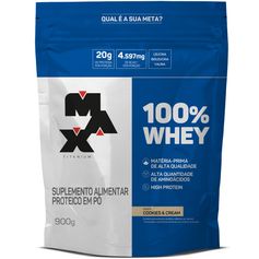 100% Whey - Cookies & Cream - Max Titanium - 900g (Refil)