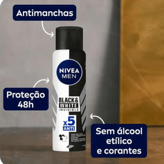 Desodorante Antitranspirante Aerosol Invisible Black & White - Nivea Men - 150ml