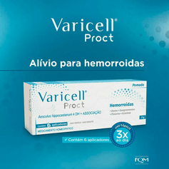 Varicell Proct Pomada 25g c/ 6 Aplicadores - Para Hemorroidas, Dor e Sangramento