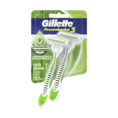 Aparelho de Barbear Descartável Gillette Prestobarba3 Sensitive C/2 Unidades