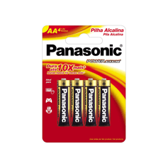 Pilha Alcalina Pequena AA - Panasonic - 4 unidades