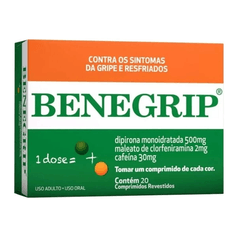 Benegrip Dipirona Monoidratada + Maleato De Clorfeniramina + Cafeína 500mg+30mg+2mg - 20 Comprimidos